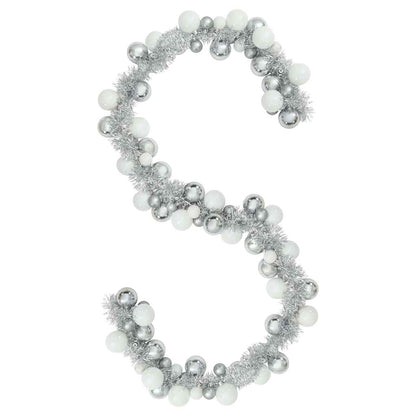 Kerstbal Guirlande Wit en Zilver 186 cm Polystyreen