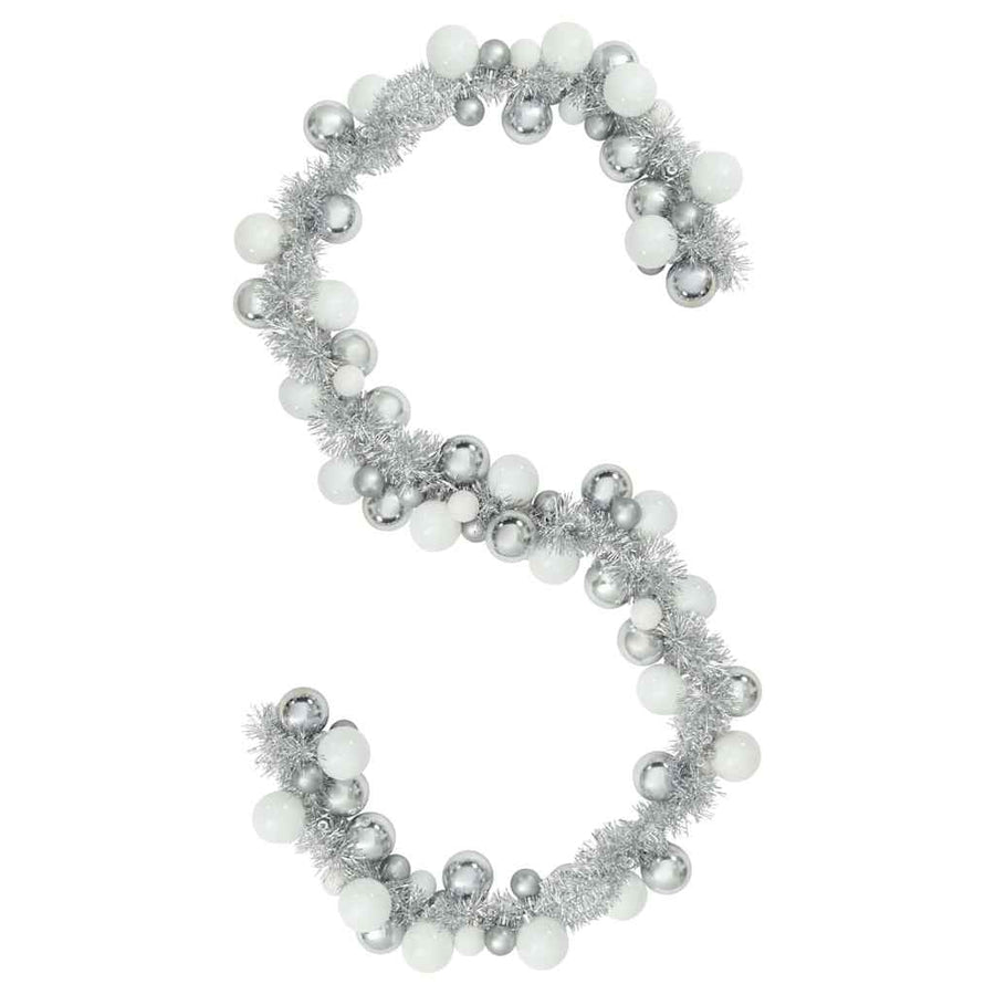 Kerstbal Guirlande Wit en Zilver 186 cm Polystyreen