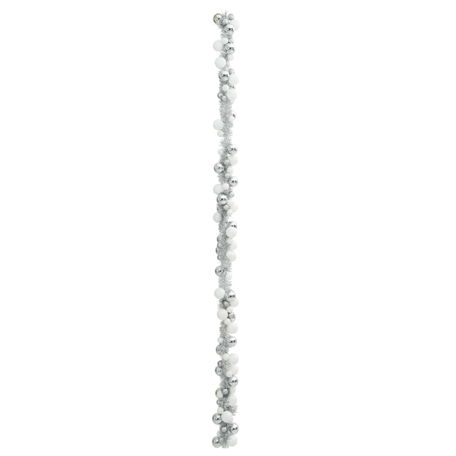 Kerstbal Guirlande Wit en Zilver 186 cm Polystyreen