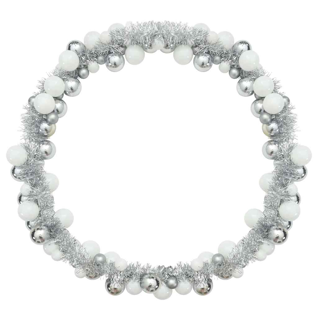 Kerstbal Guirlande Wit en Zilver 186 cm Polystyreen