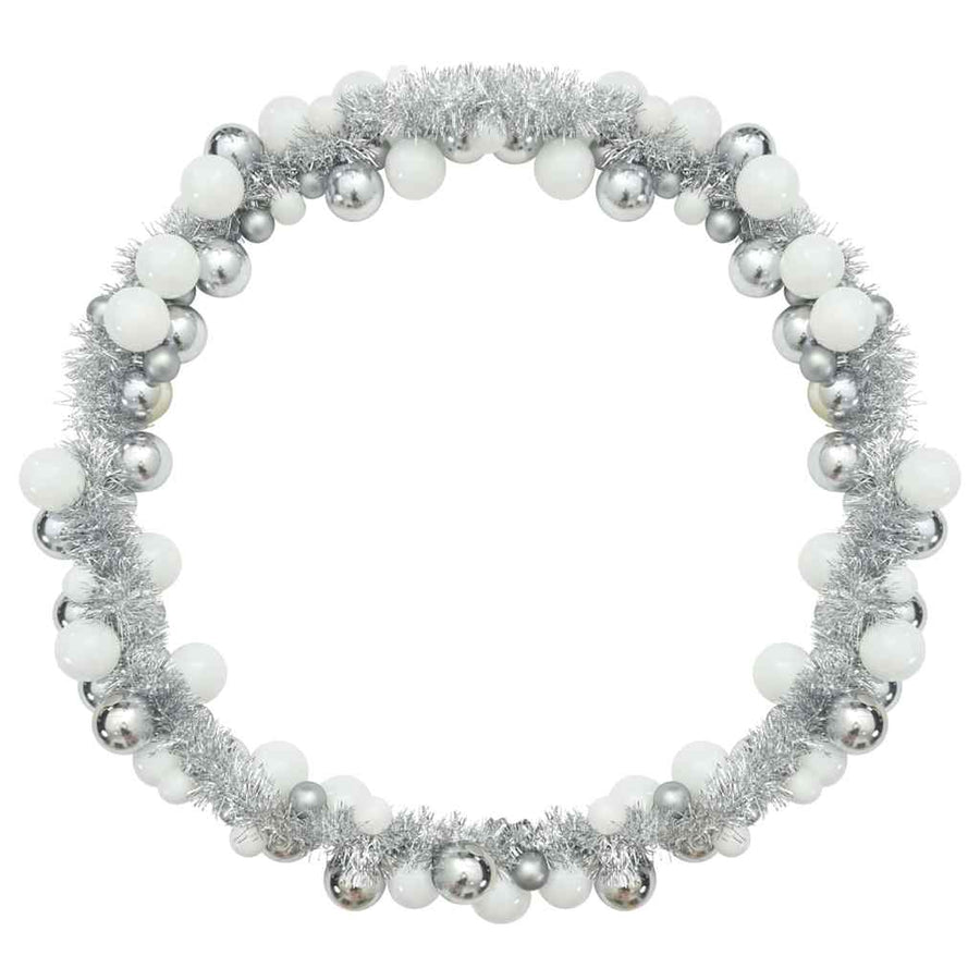 Kerstbal Guirlande Wit en Zilver 186 cm Polystyreen