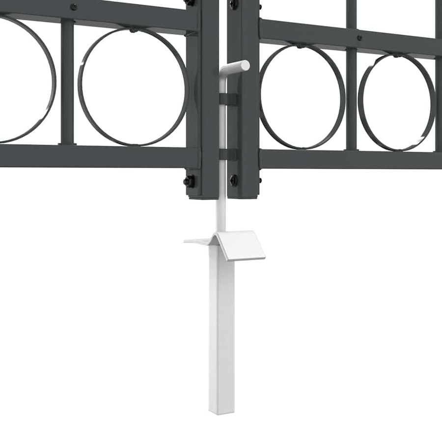 Tuinhekgate met gebogen top Grijs 4 x 1,25 m Staal