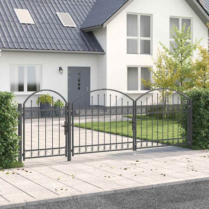 Tuinhekgate met gebogen top Grijs 4 x 1,25 m Staal