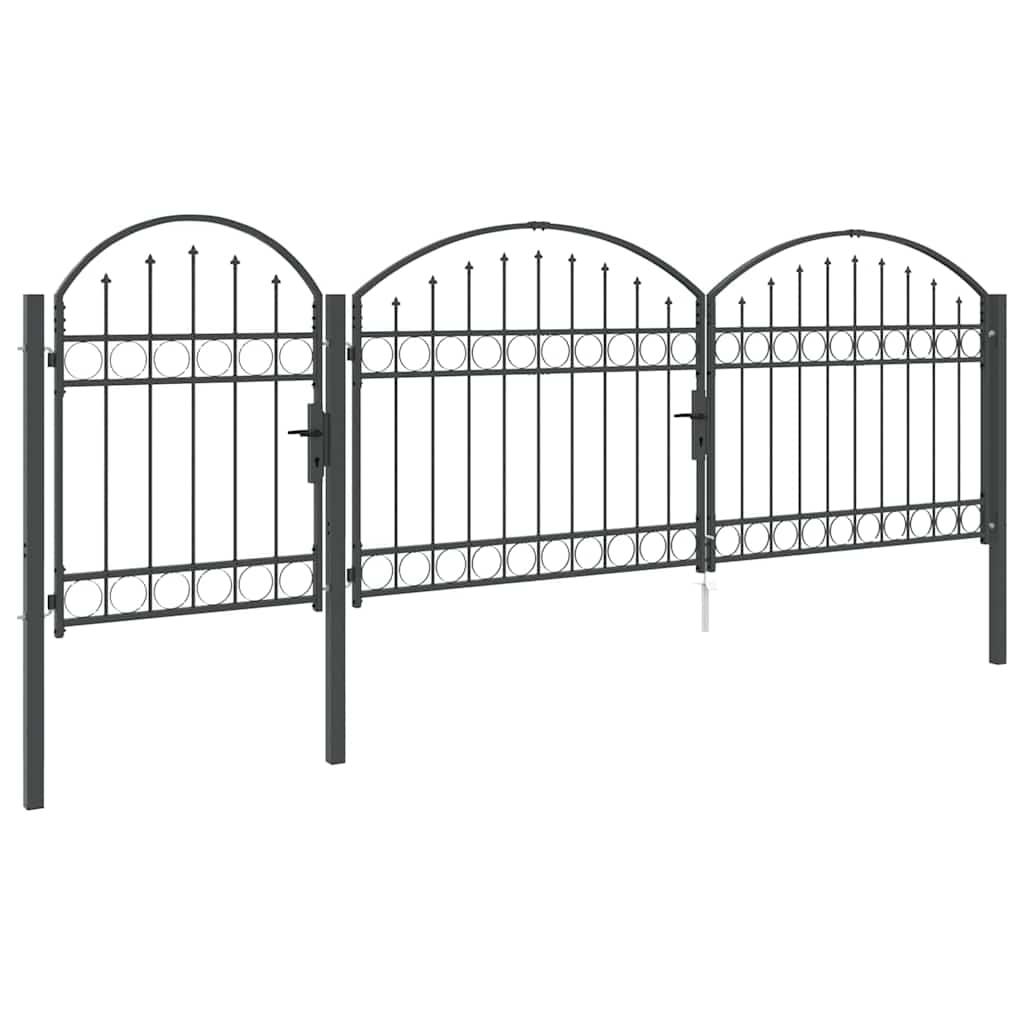 Tuinhekgate met gebogen top Grijs 4 x 1,25 m Staal