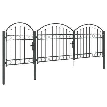 Tuinhekgate met gebogen top Grijs 4 x 1,25 m Staal