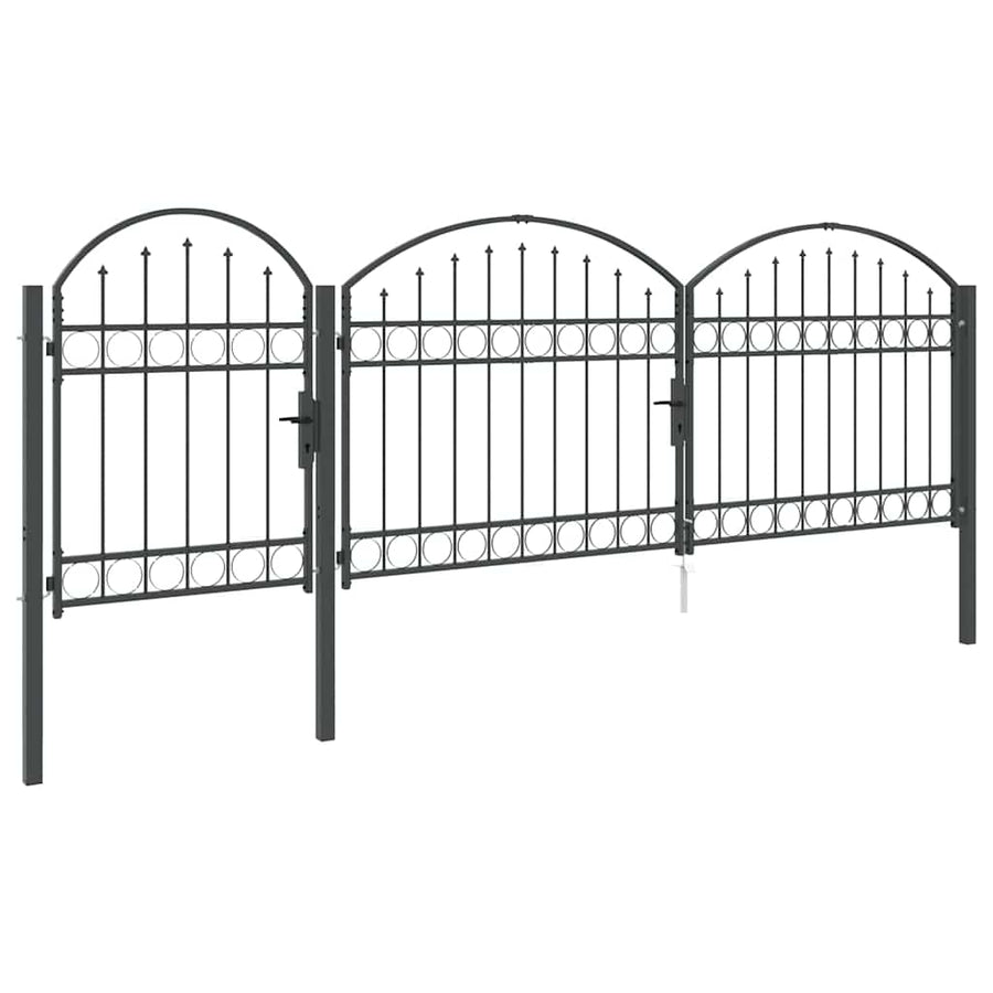 Tuinhekgate met gebogen top Grijs 4 x 1,25 m Staal