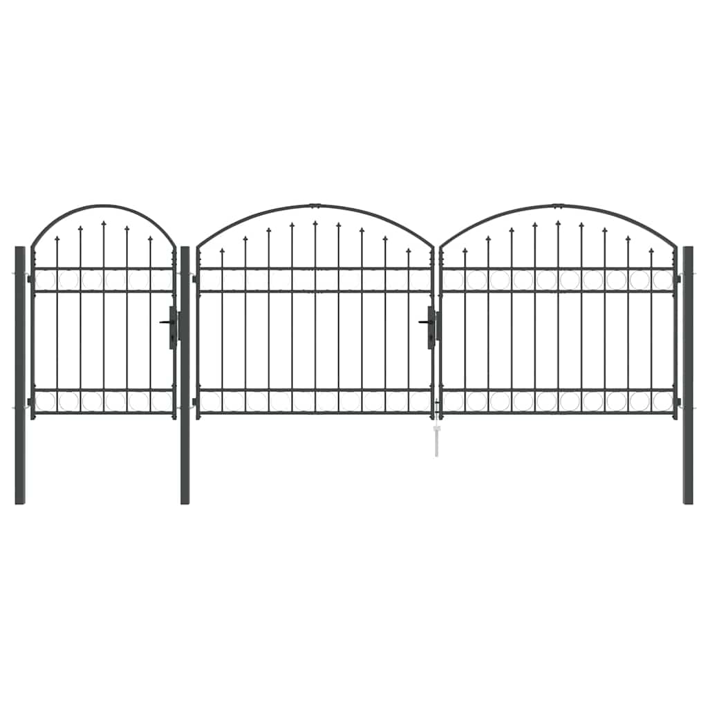 Tuinhekgate met gebogen top Grijs 4 x 1,25 m Staal