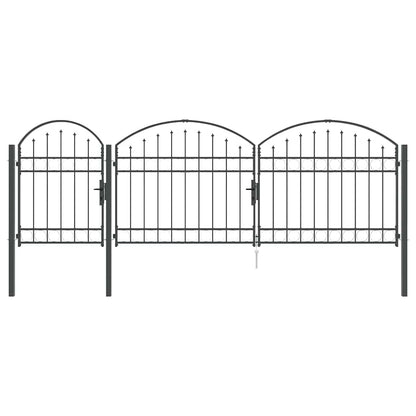 Tuinhekgate met gebogen top Grijs 4 x 1,25 m Staal