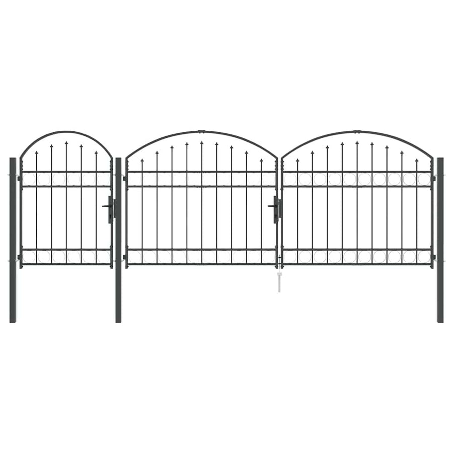 Tuinhekgate met gebogen top Grijs 4 x 1,25 m Staal
