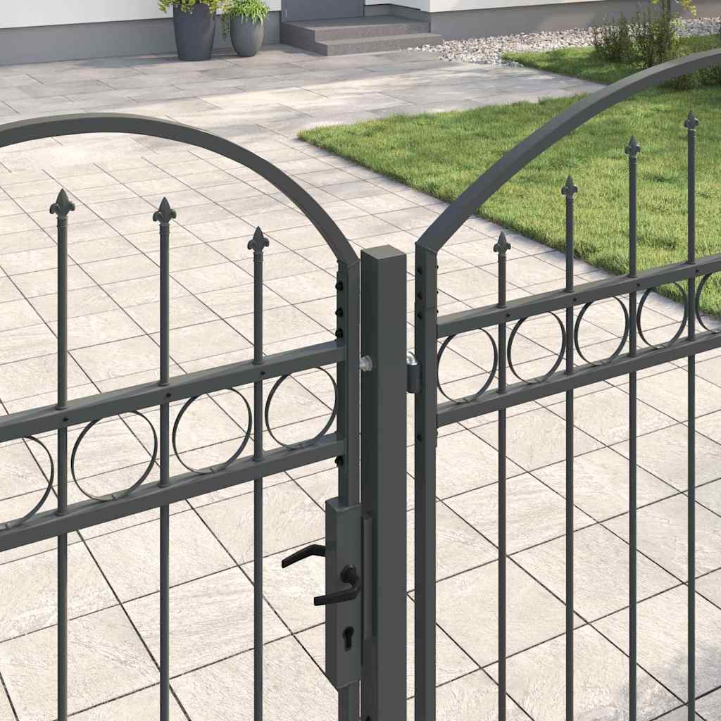Tuinhekgate met gebogen top Grijs 400 x 100 cm Staal