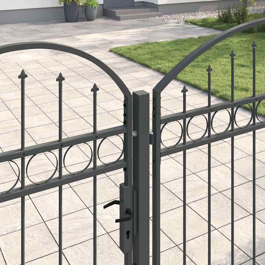 Tuinhekgate met gebogen top Grijs 400 x 100 cm Staal