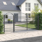 Garden gate with curved top Grey 400 x 125 cm Steel