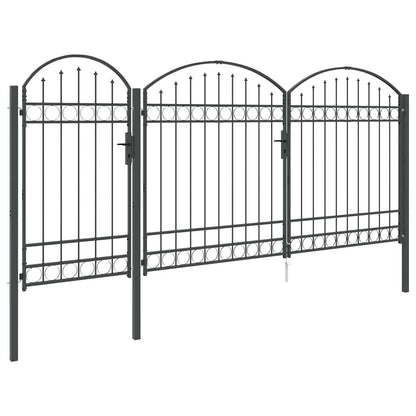 Tuinhekgate met gebogen top Grijs 400 x 125 cm Staal