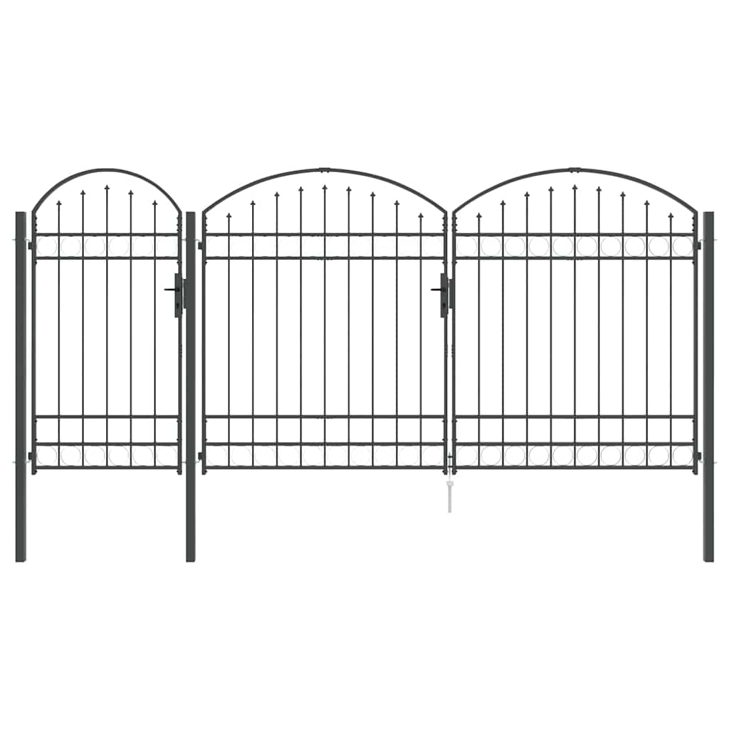Tuinhekgate met gebogen top Grijs 400 x 125 cm Staal