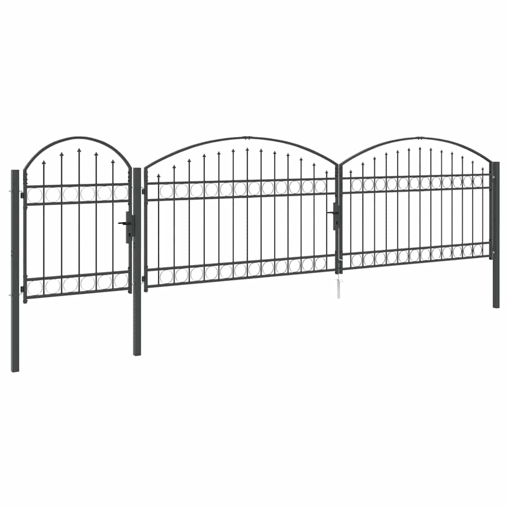 Tuinhekgate met gebogen top Grijs 500 x 75 cm Staal