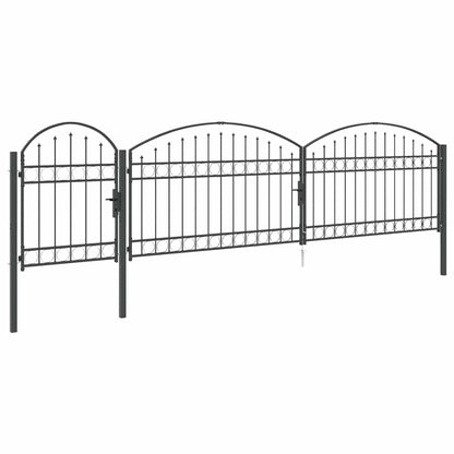 Tuinhekgate met gebogen top Grijs 500 x 75 cm Staal