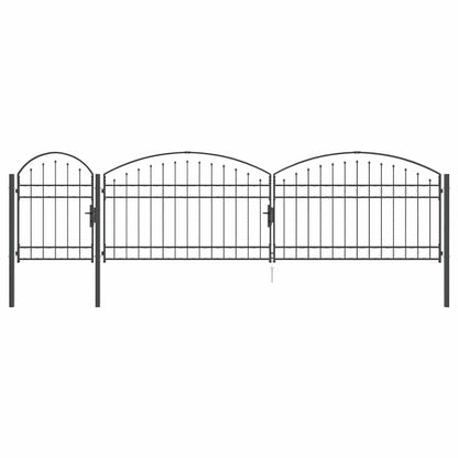 Tuinhekgate met gebogen top Grijs 500 x 75 cm Staal