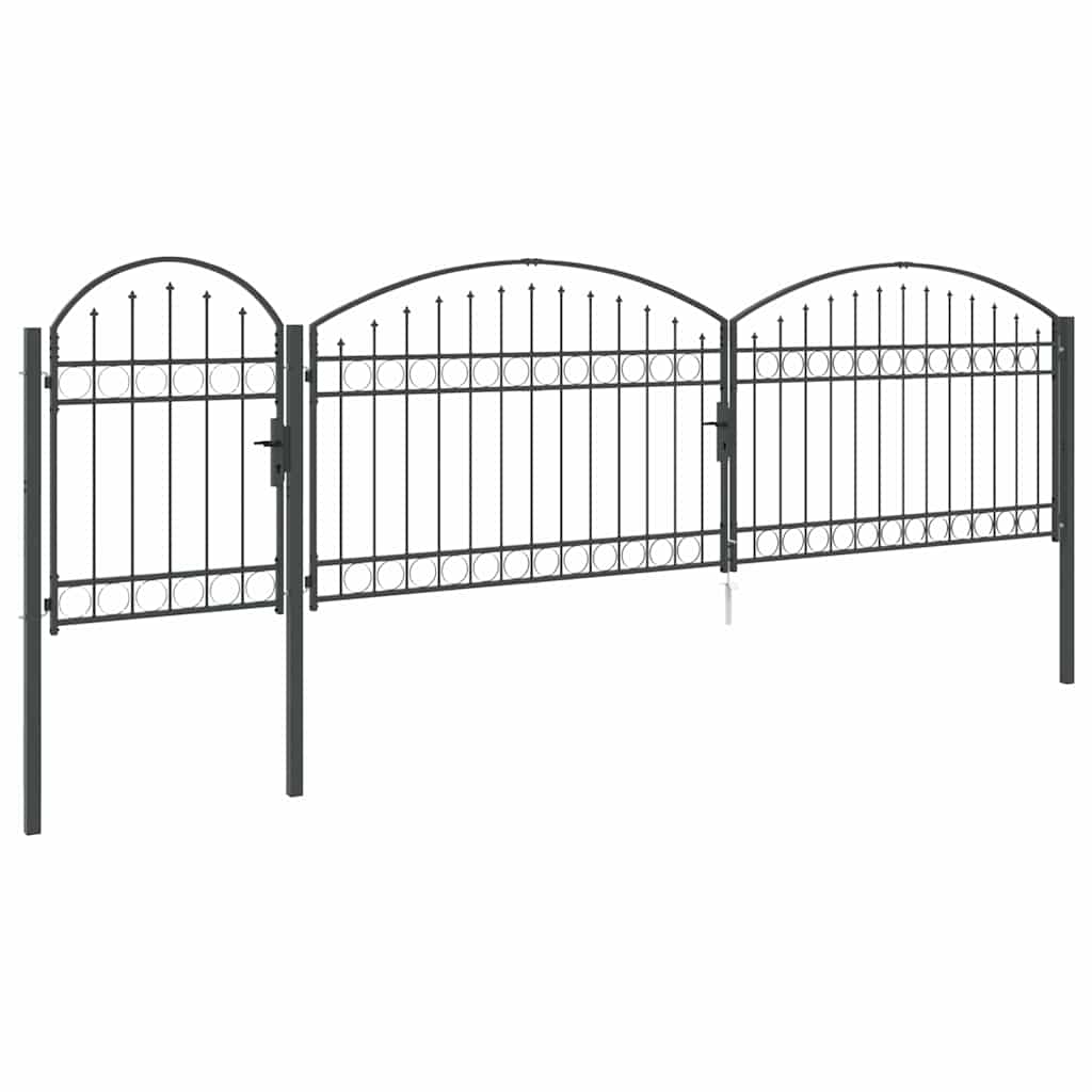 Tuinhekgate met gebogen top Grijs 500 x 100 cm Staal