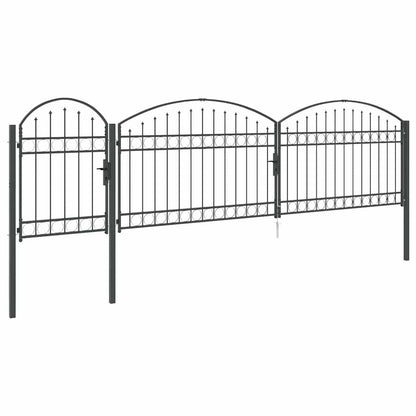 Tuinhekgate met gebogen top Grijs 500 x 100 cm Staal