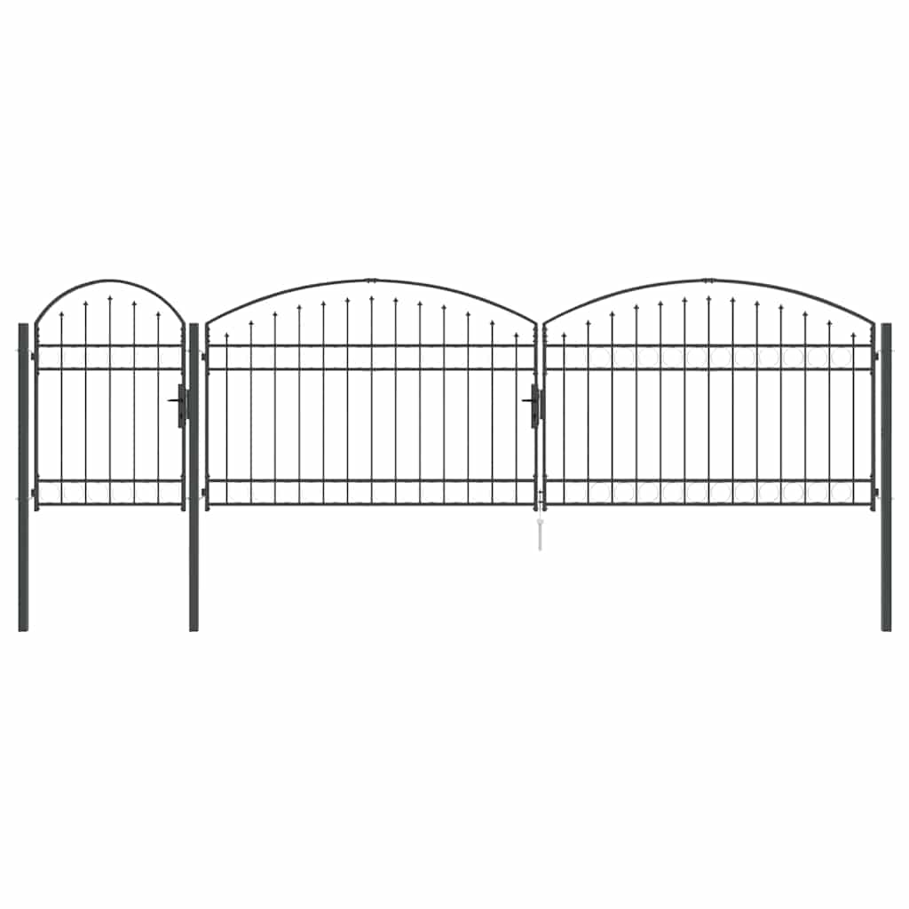 Tuinhekgate met gebogen top Grijs 500 x 100 cm Staal
