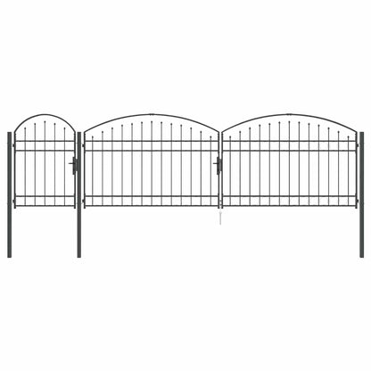 Tuinhekgate met gebogen top Grijs 500 x 100 cm Staal