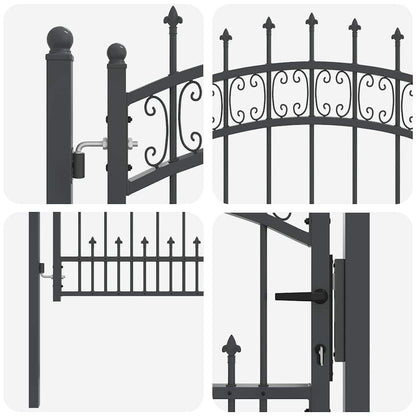 Hekpoort met Spear Boven met slot Grijs 103 x 75 cm Staal