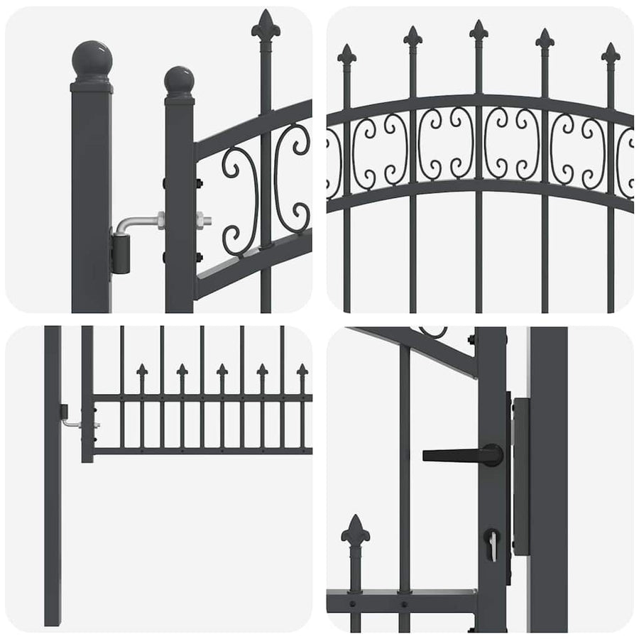 Hekpoort met Spear Boven met slot Grijs 103 x 75 cm Staal