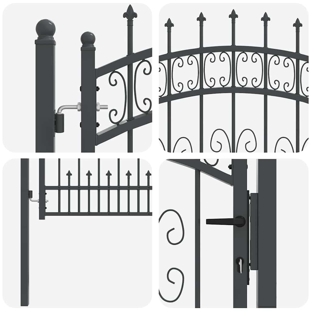Hekpoort met Spear Boven met slot Grijs 103 x 100 cm Staal