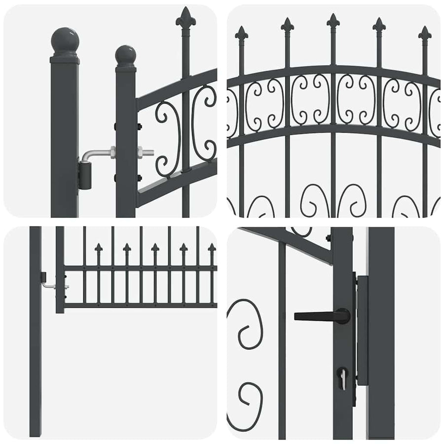 Hekpoort met Spear Boven met slot Grijs 103 x 100 cm Staal