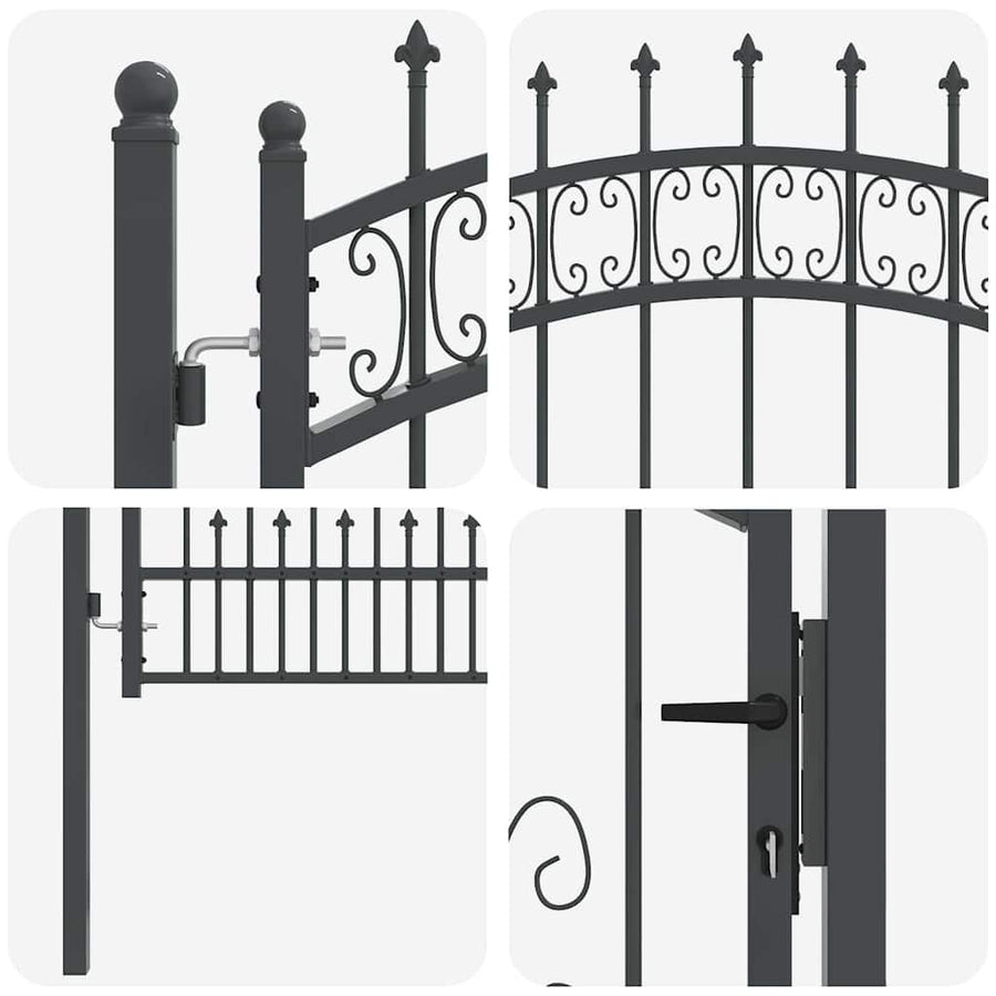 Hekpoort met Spear Boven met slot Grijs 103 x 125 cm Staal