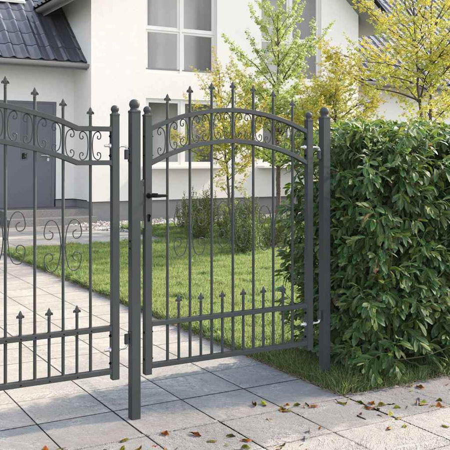 Hekpoort met Spear Boven met slot Grijs 103 x 125 cm Staal