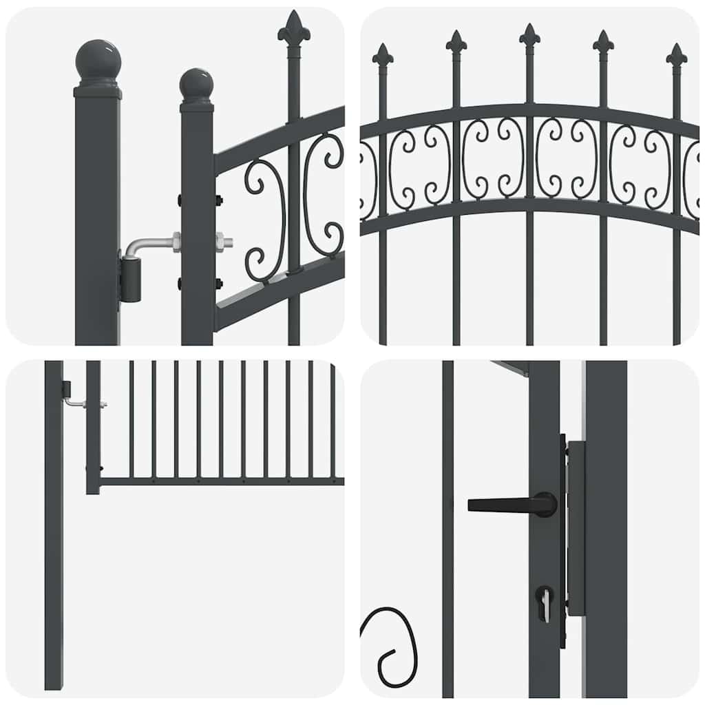 Hekpoort met Spear Boven met slot Grijs 103 x 150 cm Staal