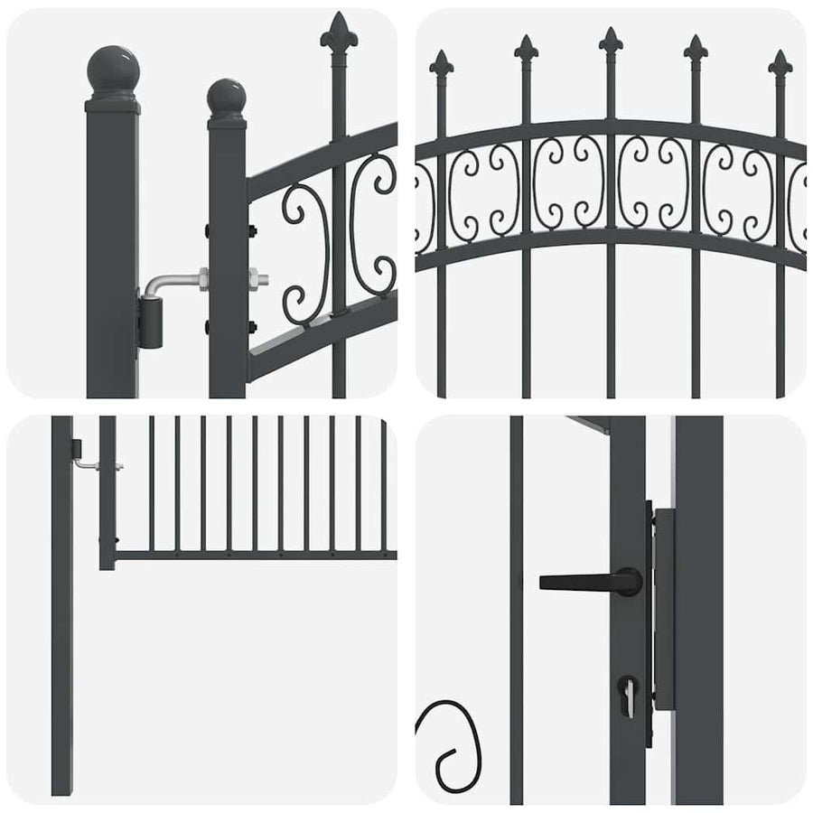 Hekpoort met Spear Boven met slot Grijs 103 x 150 cm Staal
