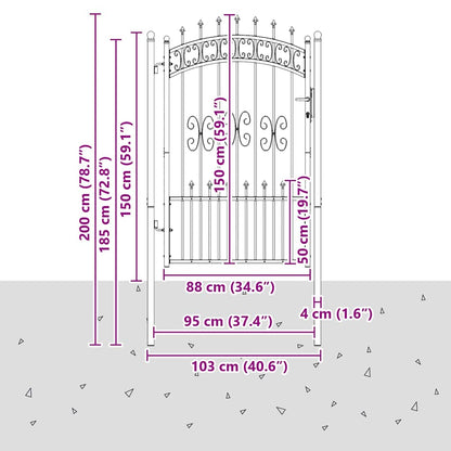 Hekpoort met Spear Boven met slot Grijs 103 x 150 cm Staal