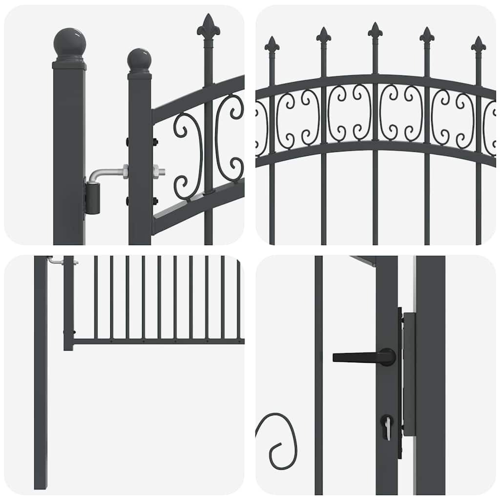 Hekpoort met Spear Boven met slot Grijs 103 x 175 cm Staal