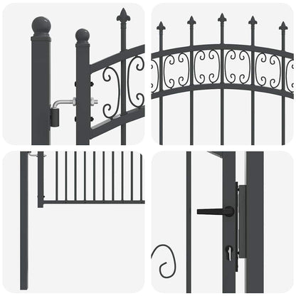 Hekpoort met Spear Boven met slot Grijs 103 x 175 cm Staal