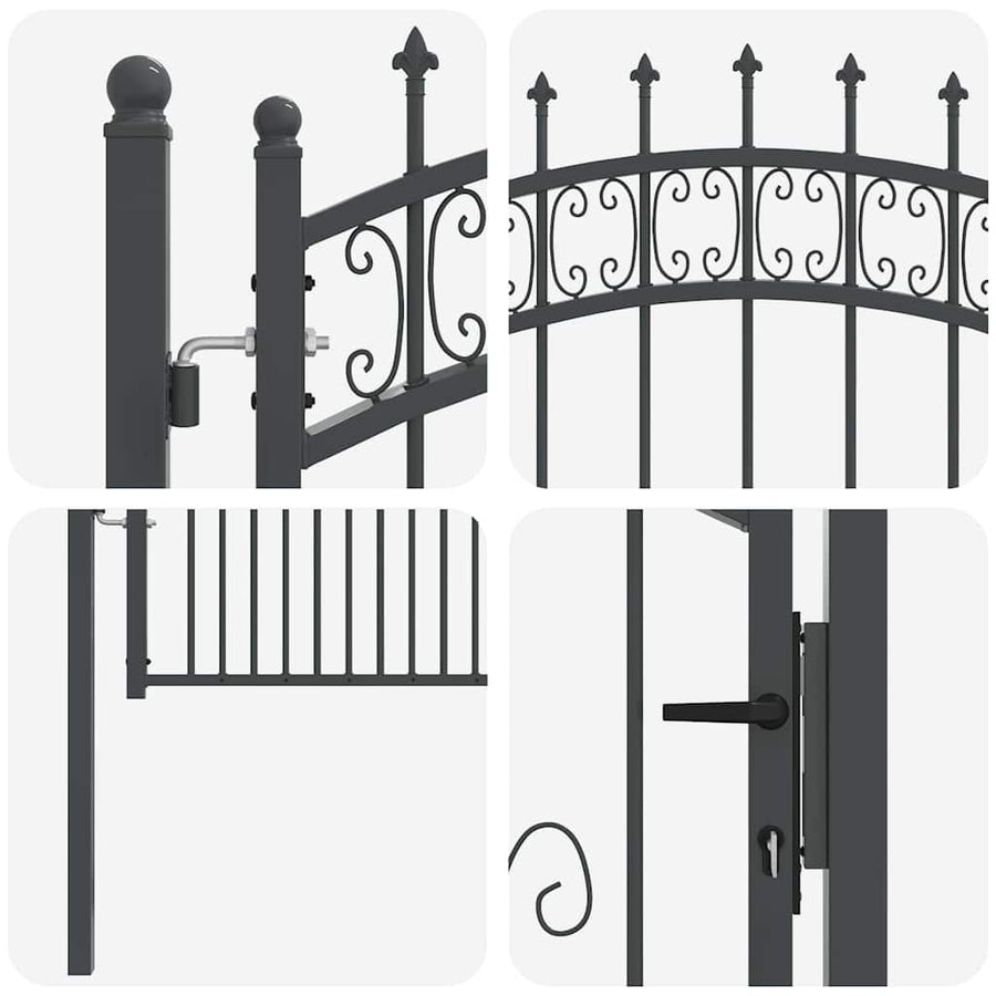 Hekpoort met Spear Boven met slot Grijs 103 x 175 cm Staal