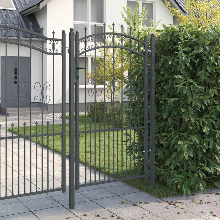Hekpoort met Spear Boven met slot Grijs 103 x 175 cm Staal