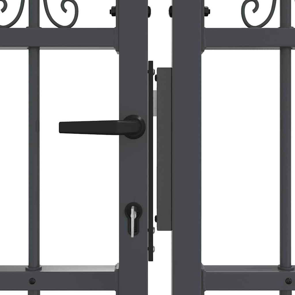 Hekpoort met Spear Boven met slot Grijs 305 x 75 cm Staal