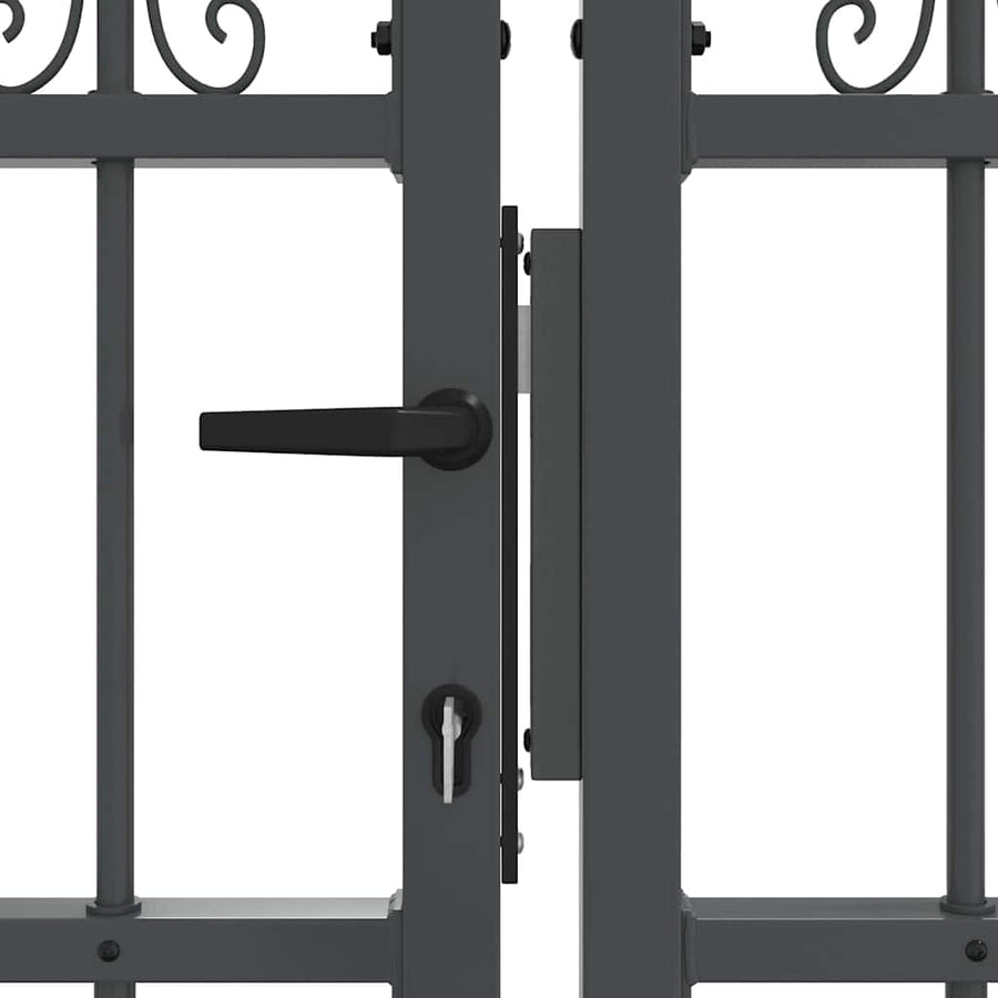 Hekpoort met Spear Boven met slot Grijs 305 x 75 cm Staal