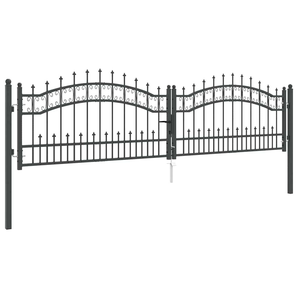 Hekpoort met Spear Boven met slot Grijs 305 x 75 cm Staal