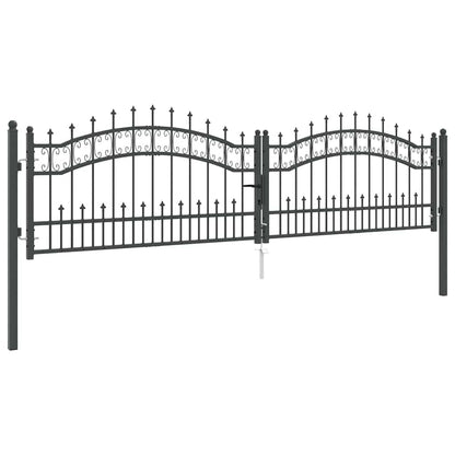 Hekpoort met Spear Boven met slot Grijs 305 x 75 cm Staal