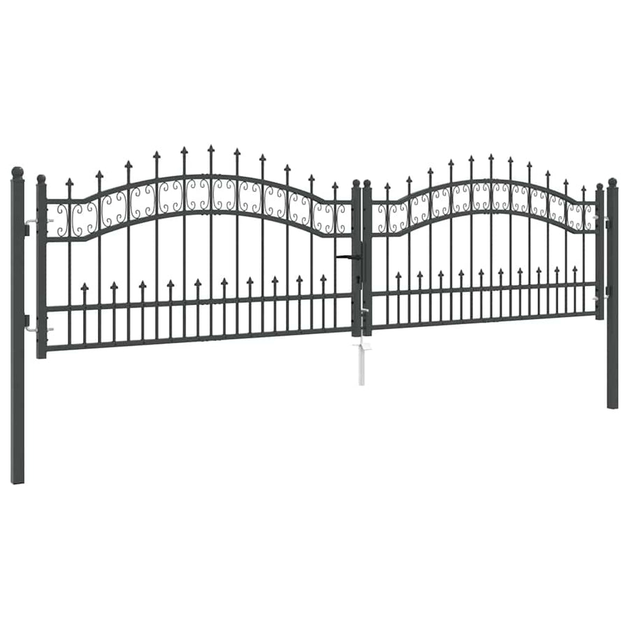 Hekpoort met Spear Boven met slot Grijs 305 x 75 cm Staal
