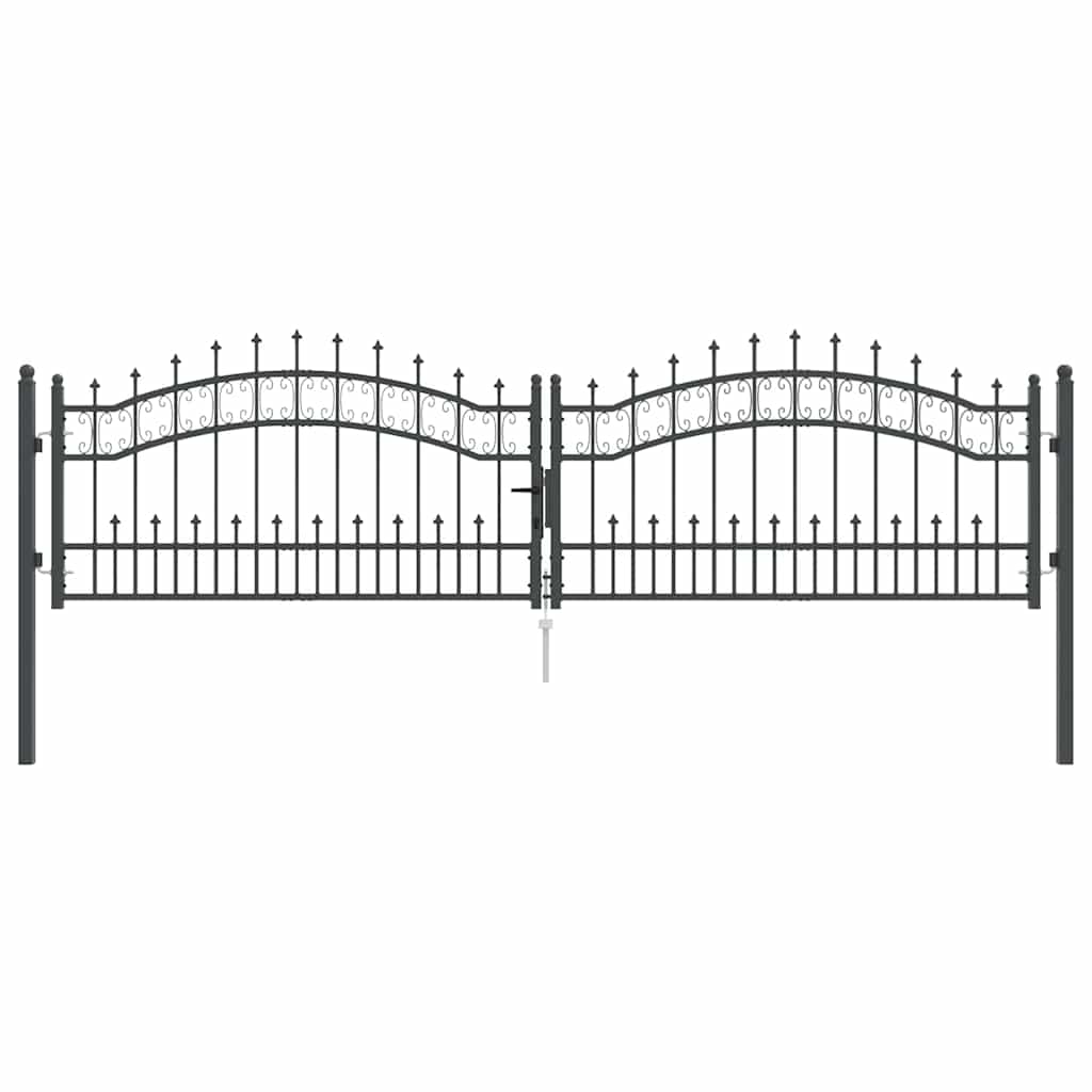 Hekpoort met Spear Boven met slot Grijs 305 x 75 cm Staal