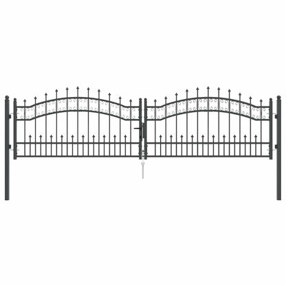 Hekpoort met Spear Boven met slot Grijs 305 x 75 cm Staal