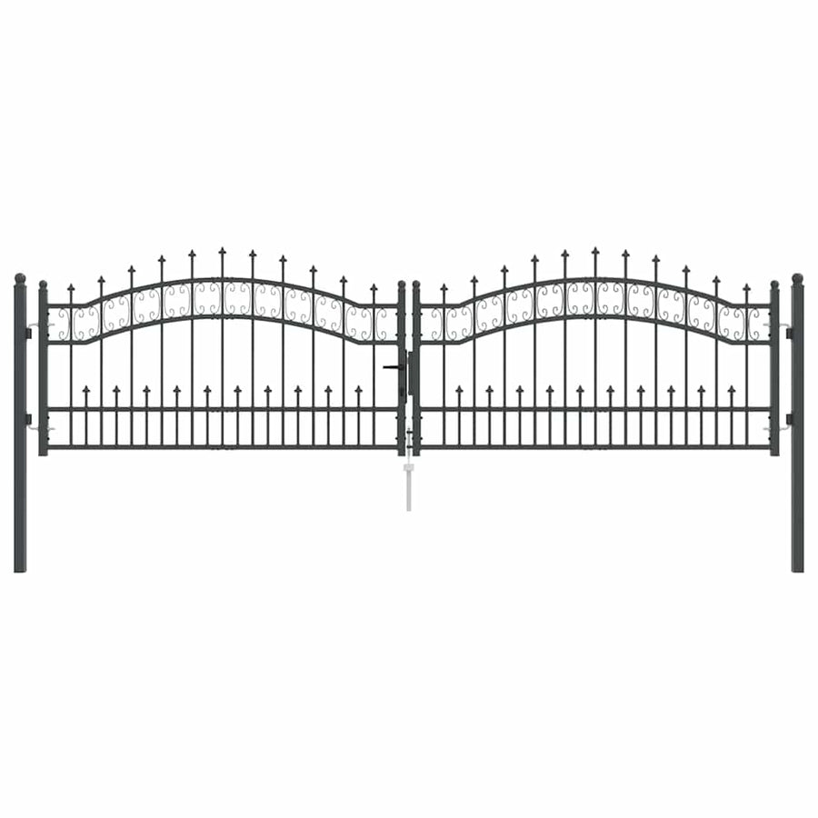 Hekpoort met Spear Boven met slot Grijs 305 x 75 cm Staal