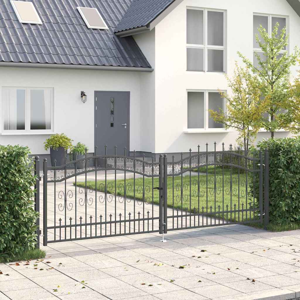Hekpoort met Spear Boven met slot Grijs 305 x 100 cm Staal