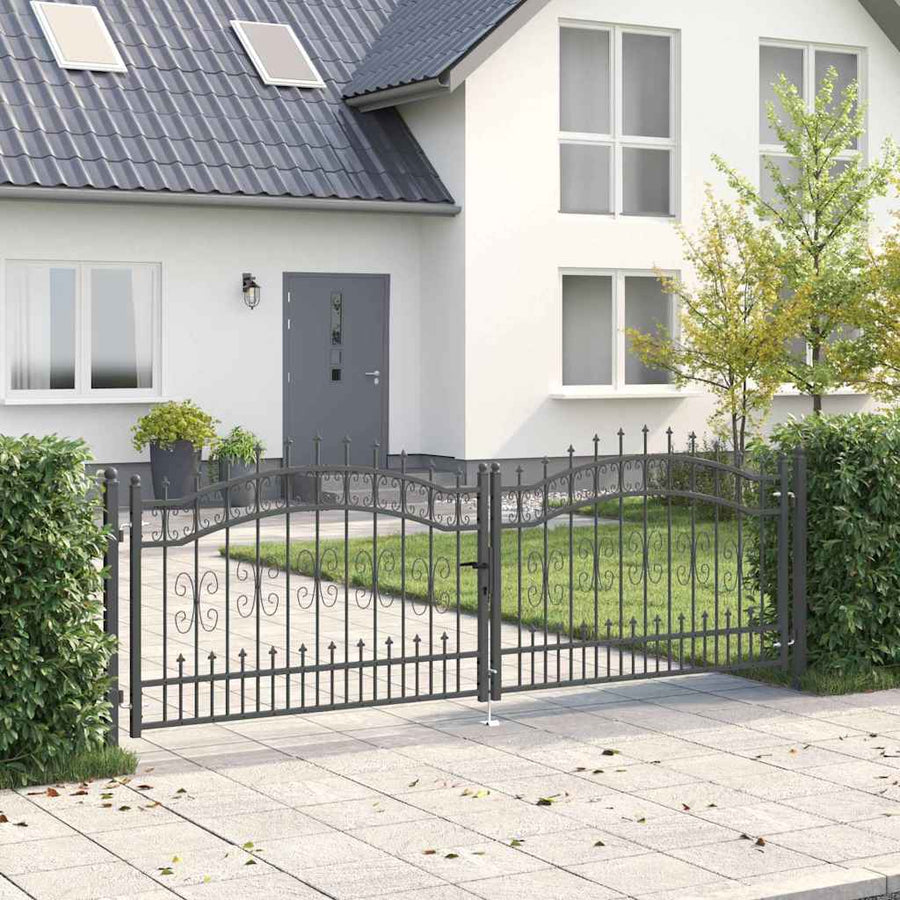 Hekpoort met Spear Boven met slot Grijs 305 x 100 cm Staal