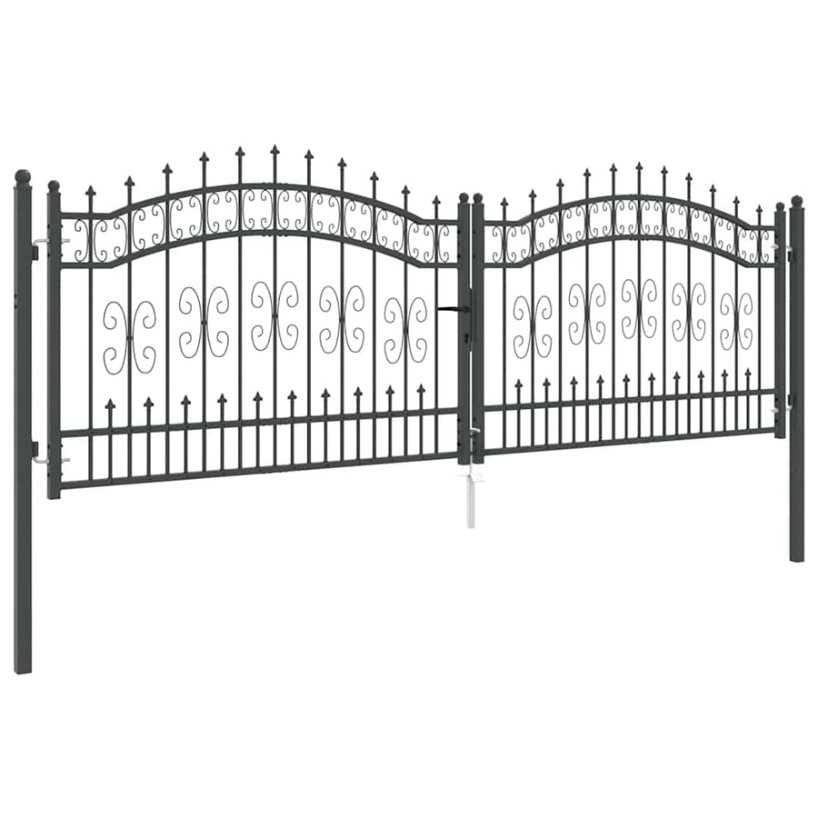 Hekpoort met Spear Boven met slot Grijs 305 x 100 cm Staal