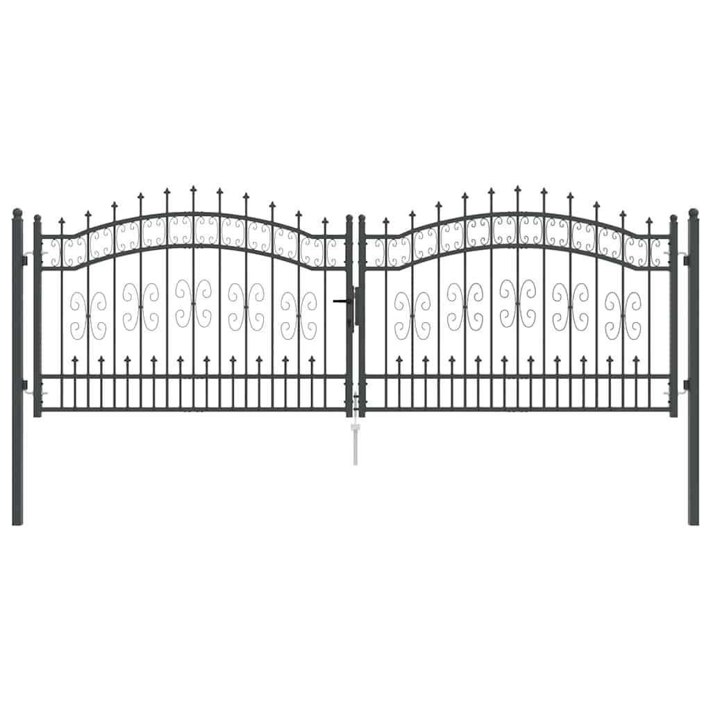 Hekpoort met Spear Boven met slot Grijs 305 x 100 cm Staal